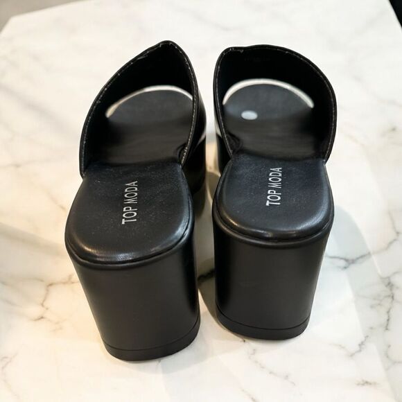 Top Moda Black platform wedge open toe sandals- like new! Size 8.5 - Picture 2 of 6